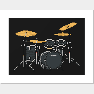 Pixel Black Oak Drums Posters and Art